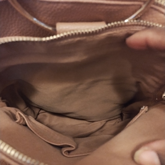 Crossi women's tan bow mini back pack w/ adjustable straps and interior pockets - Picture 6 of 12